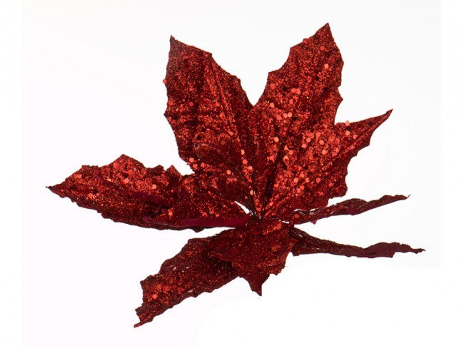 Цветок искусственный "пуансетия" диаметр=25 см. на клипсе. цвет: красный без упаковки Lefard (241-1705)