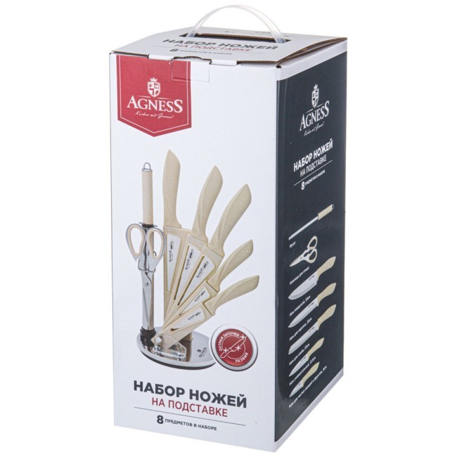 Набор ножей agness с ножницами и мусатом на пластиковой подставке, 8 предметов Agness (911-619) Набор ножей agness с ножницами и мусатом на пластиковой подставке, 8 предметов Agness (911-619)