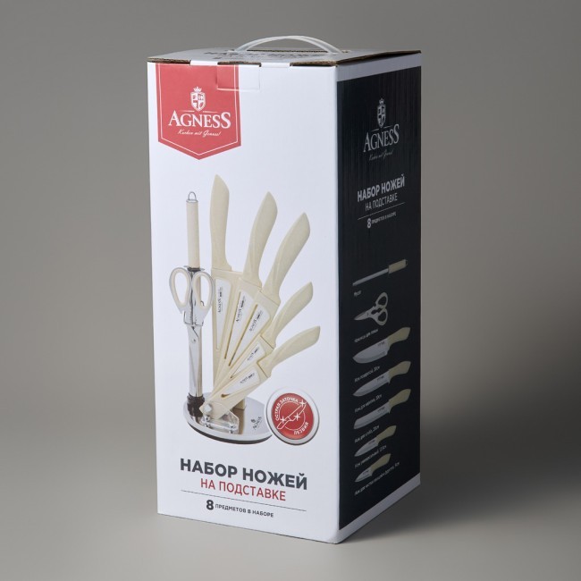 Набор ножей agness с ножницами и мусатом на пластиковой подставке, 8 предметов Agness (911-619) Набор ножей agness с ножницами и мусатом на пластиковой подставке, 8 предметов Agness (911-619)