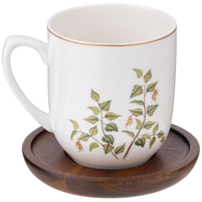 Кружка lefard "березки" 380 мл на дерев.подставке Lefard (85-2017)