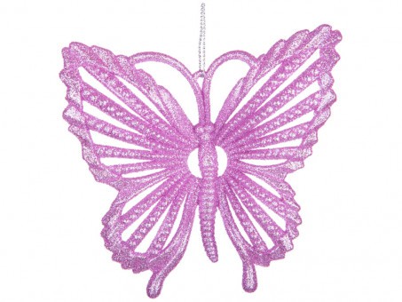 Декоративное изделие "бабочка " 10 см   цвет: розовый с глиттером ( Myco International (865-357)