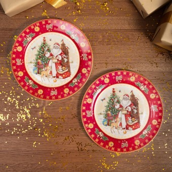 Набор тарелок обеденных lefard "дед мороз" 2 шт. 27 см красный Lefard (85-1719-1)