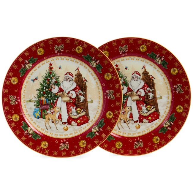 Набор тарелок обеденных lefard "дед мороз" 2 шт. 27 см красный Lefard (85-1719-1)