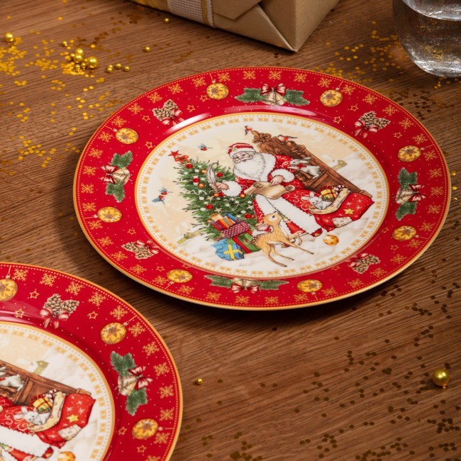 Набор тарелок обеденных lefard "дед мороз" 2 шт. 27 см красный Lefard (85-1719-1)