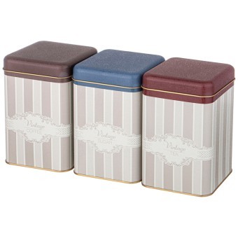 Набор емкостей для хранения "elegance" из 3-х штук, 10,5х10,5х16 см, 1,7л Agness (949-071)