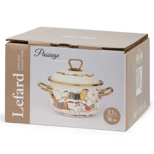 Кастрюля lefard эмалированная с крышкой, серия passage, 2,1л, диа.16см подходит для индук.плит Lefard (950-651)