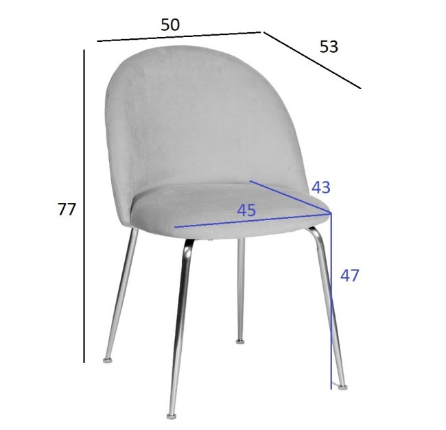 Стул велюр бежевый, мет.ножки 50*53*77см (TT-00004155)