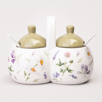 Банка 2 секции agness "flower story" 17*10*13 см / 2x240 мл Agness (358-2191)