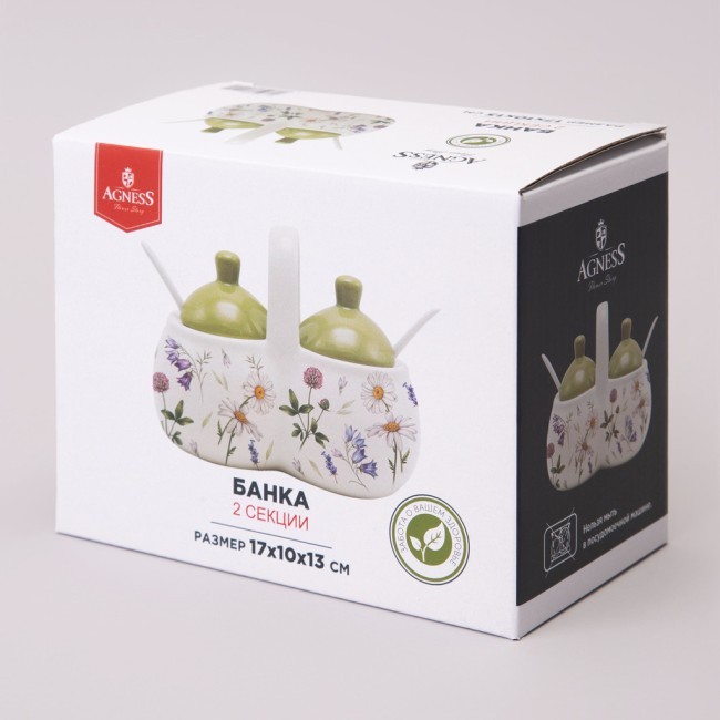 Банка 2 секции agness "flower story" 17*10*13 см / 2x240 мл Agness (358-2191)