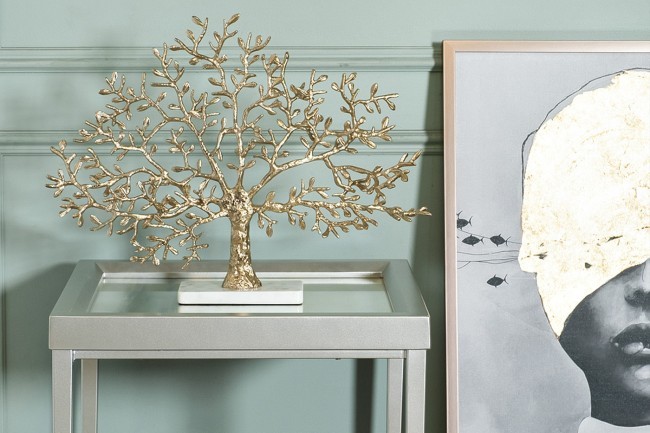Декор настольный "Дерево" зол.мет./мрам.бел 60*13*46см (TT-00005367)