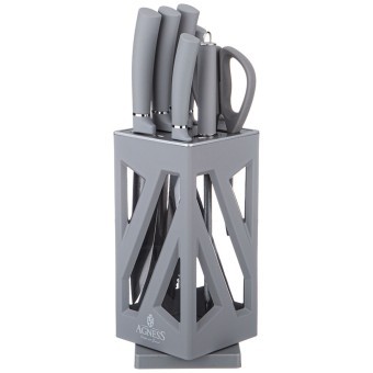 Набор ножей agness нжс на пластиковой вращающейся подставке 8 пр. Agness (911-761) Набор ножей agness нжс на пластиковой вращающейся подставке 8 пр. Agness (911-761)