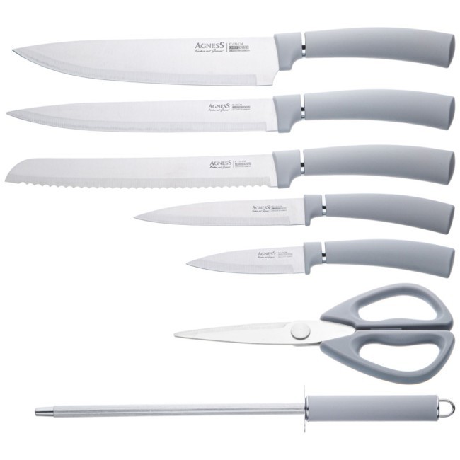 Набор ножей agness нжс на пластиковой вращающейся подставке 8 пр. Agness (911-761) Набор ножей agness нжс на пластиковой вращающейся подставке 8 пр. Agness (911-761)