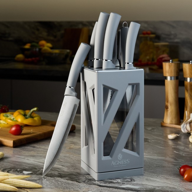 Набор ножей agness нжс на пластиковой вращающейся подставке 8 пр. Agness (911-761) Набор ножей agness нжс на пластиковой вращающейся подставке 8 пр. Agness (911-761)