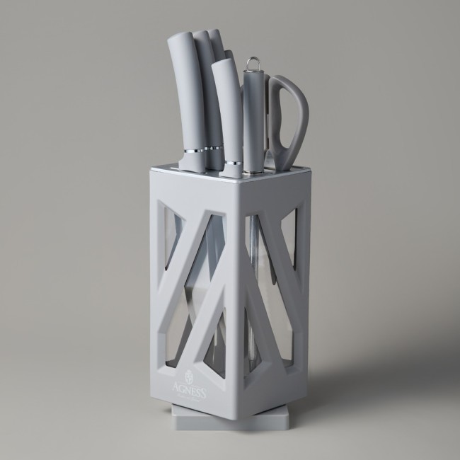 Набор ножей agness нжс на пластиковой вращающейся подставке 8 пр. Agness (911-761) Набор ножей agness нжс на пластиковой вращающейся подставке 8 пр. Agness (911-761)