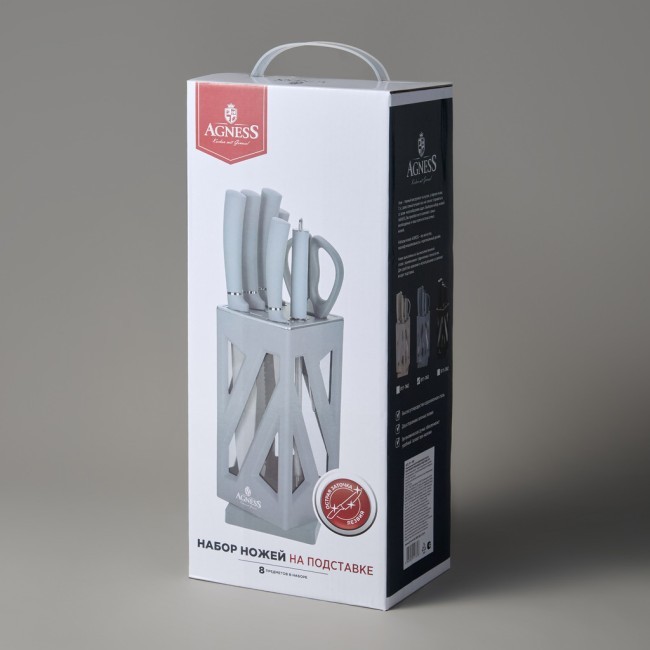 Набор ножей agness нжс на пластиковой вращающейся подставке 8 пр. Agness (911-761) Набор ножей agness нжс на пластиковой вращающейся подставке 8 пр. Agness (911-761)