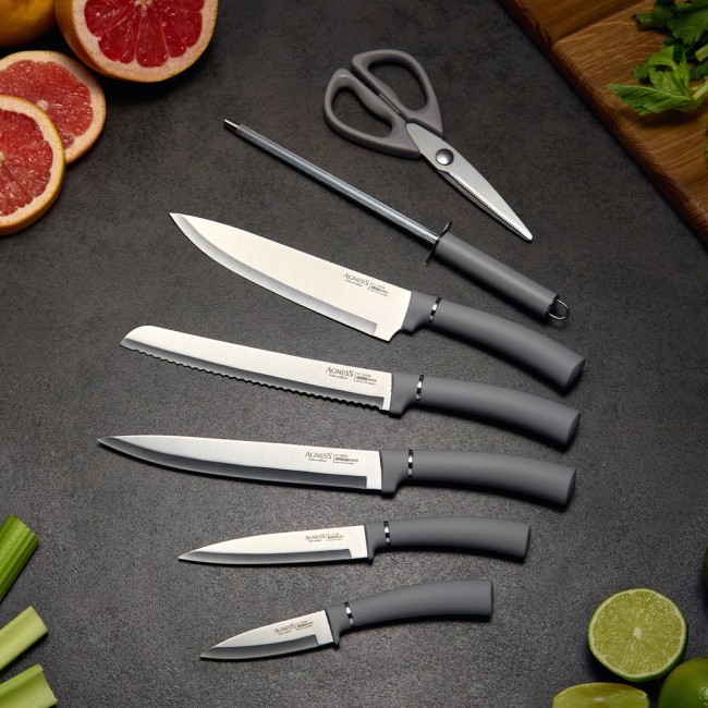 Набор ножей agness нжс на пластиковой вращающейся подставке 8 пр. Agness (911-761) Набор ножей agness нжс на пластиковой вращающейся подставке 8 пр. Agness (911-761)
