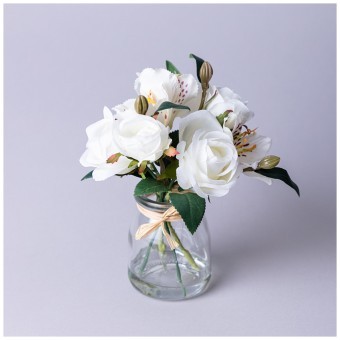 Букет искусственных цветов в круглой вазе высота= 16см Lefard (287-547)