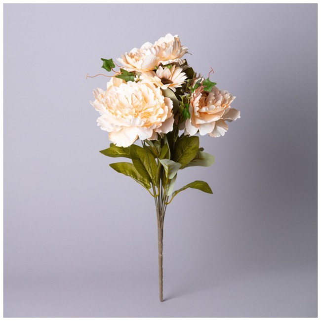 Цветочная композиция из пионов длина=53см , цвет кремовый мал.уп.=12шт Lefard (535-391)