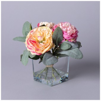 Букет искусственных цветов в квадратной вазе высота= 18см Lefard (287-555) Букет искусственных цветов в квадратной вазе высота= 18см Lefard (287-555)