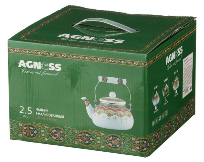 Чайник agness эмалированный серия сура, 2,5 л Agness (934-329)