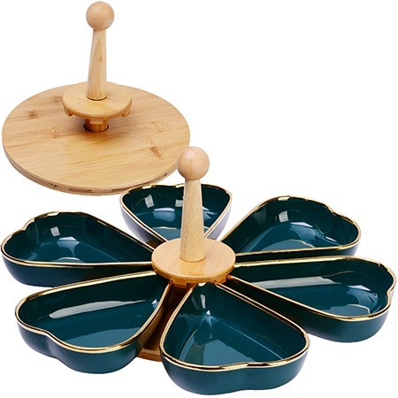 Менажница 6 секции 8пр фарфор/дерево LR (12117) Менажница 6 секции 8пр фарфор/дерево LR (12117)