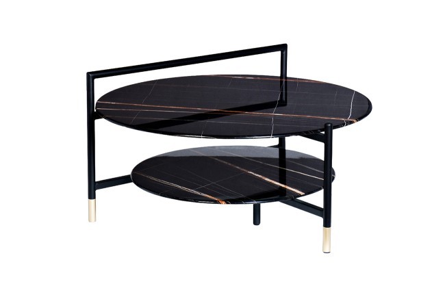 Стол журнальный d80*45 с полкой, черный (TT-00006420)