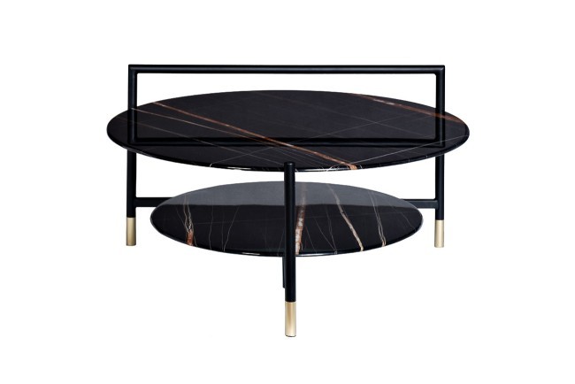 Стол журнальный d80*45 с полкой, черный (TT-00006420)