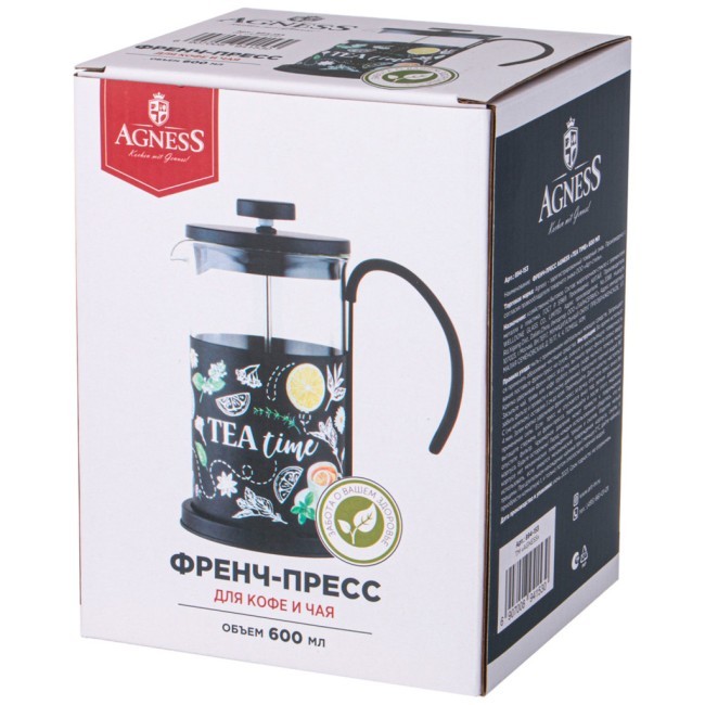 Френч-пресс agness "tea time" 600 мл Agness (894-153)