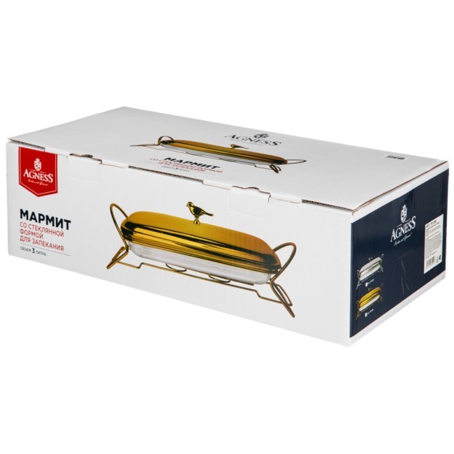 Мармит agness  прямоуг silver 3,0l Agness (781-508)