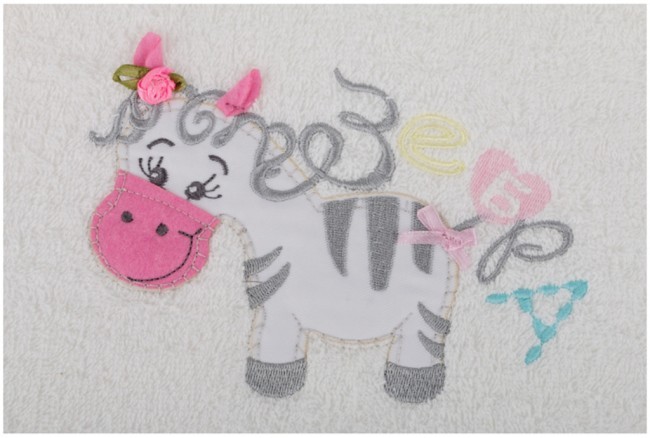 Полотенце махровое "азбука-зебра",белое,50х90,вышивка Lefard (850-560-3)