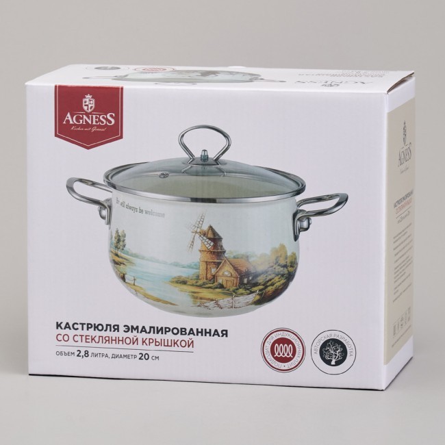 Кастрюля agness эмалированная со стеклянной крышкой серия "lavender cats", 2,8 л диа. 20см Agness (943-077) Кастрюля agness эмалированная со стеклянной крышкой серия "lavender cats", 2,8 л диа. 20см Agness (943-077)