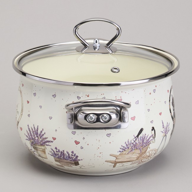 Кастрюля agness эмалированная со стеклянной крышкой серия "lavender cats", 2,8 л диа. 20см Agness (943-077) Кастрюля agness эмалированная со стеклянной крышкой серия "lavender cats", 2,8 л диа. 20см Agness (943-077)