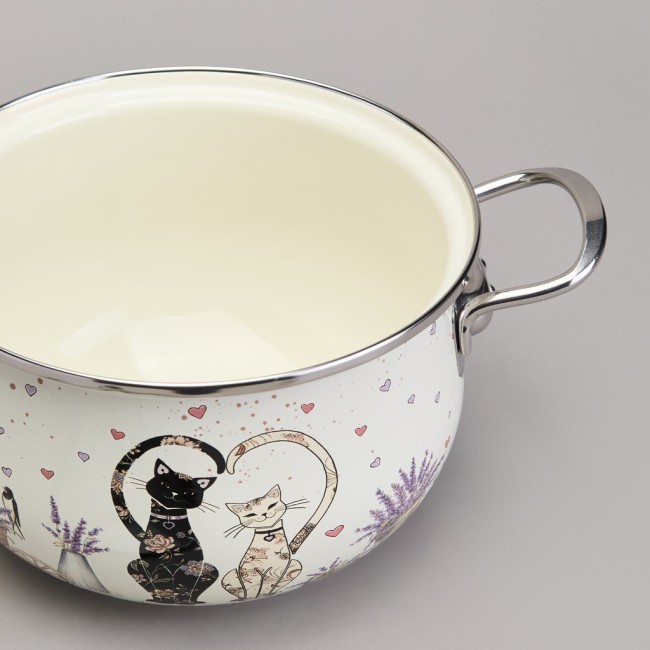 Кастрюля agness эмалированная со стеклянной крышкой серия "lavender cats", 2,8 л диа. 20см Agness (943-077) Кастрюля agness эмалированная со стеклянной крышкой серия "lavender cats", 2,8 л диа. 20см Agness (943-077)