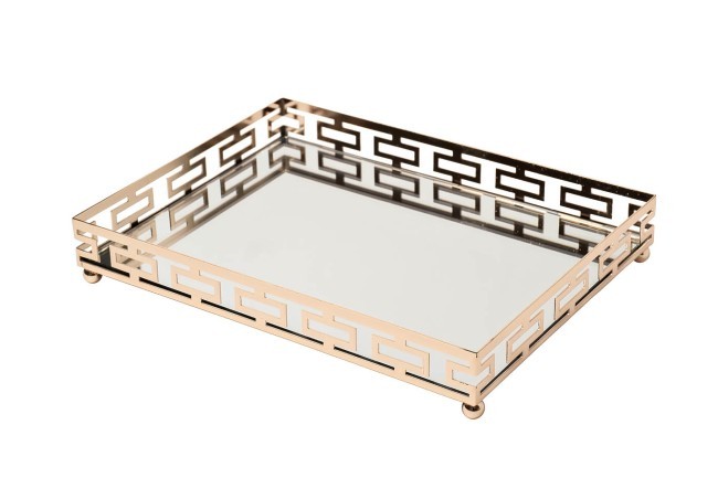 Поднос декоративный зеркальное основание, цвет золото 40*30*5см (TT-00008788)