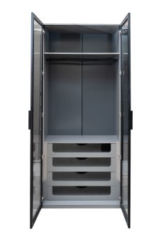 GD-10012/1-6-2 Шкаф Alto двухд c выдвиж ящик, цвет серый Кобальт, двер стекло(тонир) 100*57*230.5см (TT-00016270)