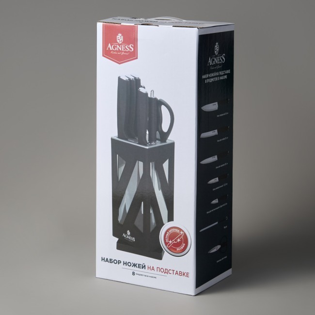 Набор ножей agness нжс на пластиковой вращающейся подставке 8 пр. Agness (911-762) Набор ножей agness нжс на пластиковой вращающейся подставке 8 пр. Agness (911-762)