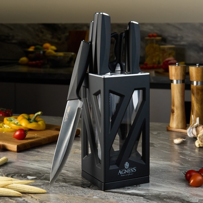 Набор ножей agness нжс на пластиковой вращающейся подставке 8 пр. Agness (911-762) Набор ножей agness нжс на пластиковой вращающейся подставке 8 пр. Agness (911-762)