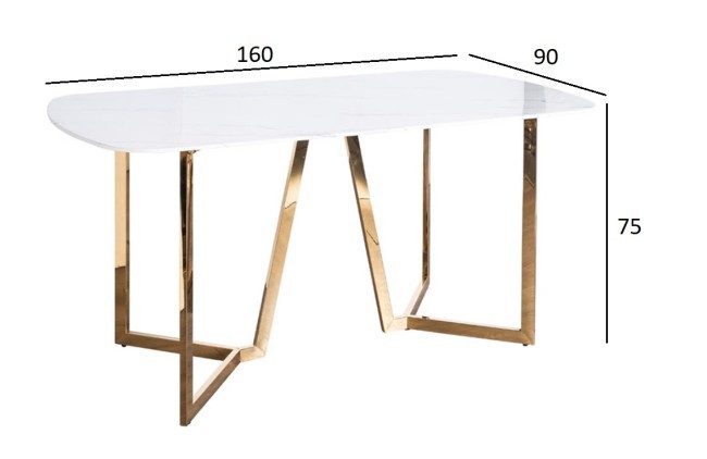 Стол обеденный белый/золото 160*90*75см (TT-00010389)