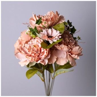 Цветочная композиция из пионов длина=53см , цвет терракотовый  мал.уп.=12шт Lefard (535-392)