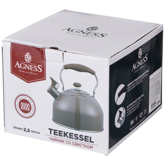 Чайник agness со свистком 2,5 л,нжс индукция Agness (937-904)