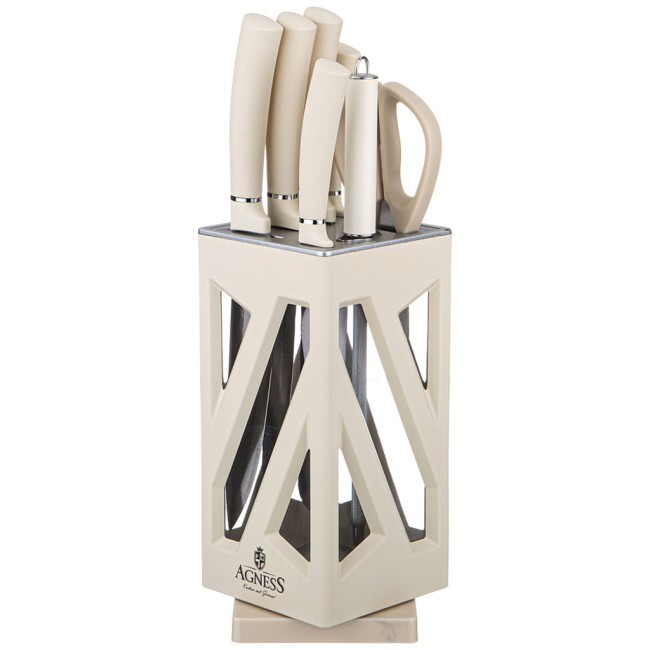 Набор ножей agness нжс на пластиковой вращающейся подставке 8 пр. Agness (911-760) Набор ножей agness нжс на пластиковой вращающейся подставке 8 пр. Agness (911-760)