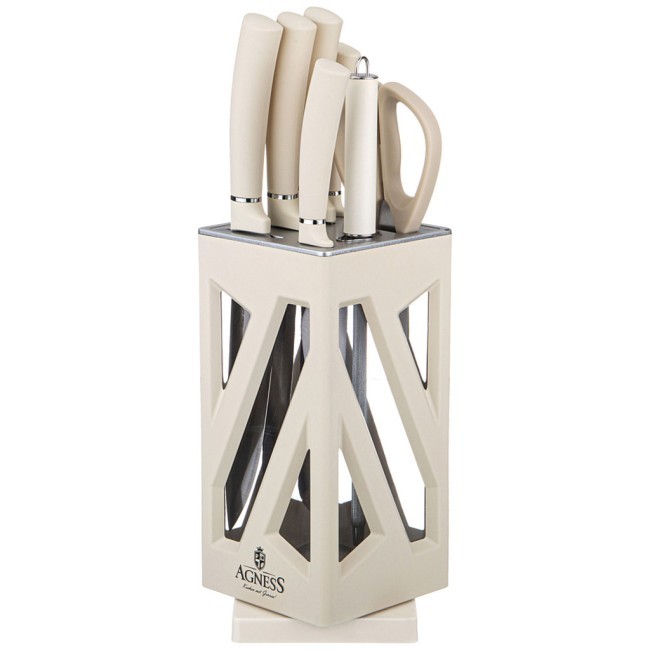 Набор ножей agness нжс на пластиковой вращающейся подставке 8 пр. Agness (911-760) Набор ножей agness нжс на пластиковой вращающейся подставке 8 пр. Agness (911-760)