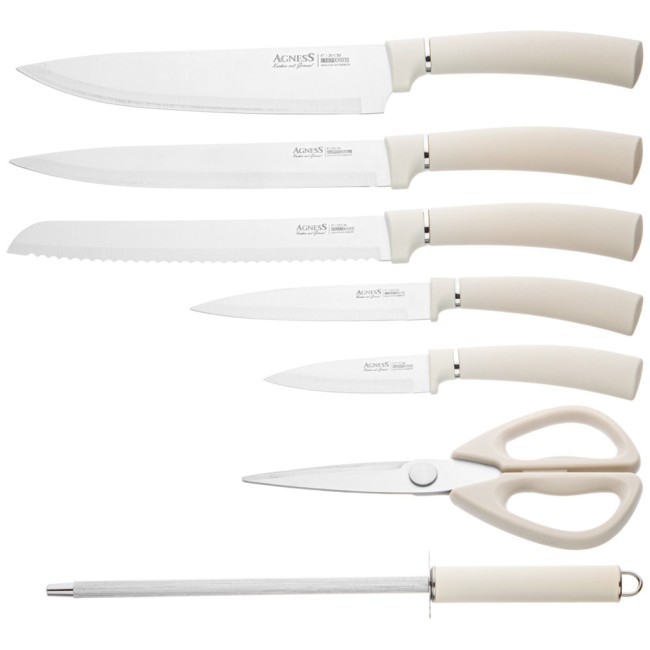 Набор ножей agness нжс на пластиковой вращающейся подставке 8 пр. Agness (911-760) Набор ножей agness нжс на пластиковой вращающейся подставке 8 пр. Agness (911-760)