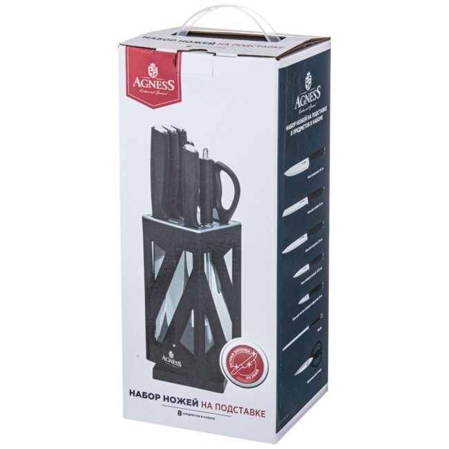 Набор ножей agness нжс на пластиковой вращающейся подставке 8 пр. Agness (911-760) Набор ножей agness нжс на пластиковой вращающейся подставке 8 пр. Agness (911-760)