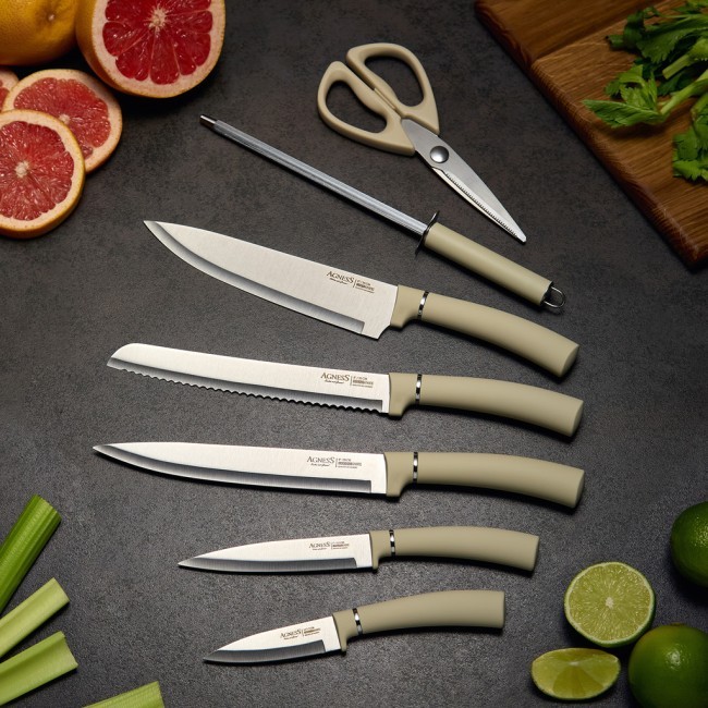 Набор ножей agness нжс на пластиковой вращающейся подставке 8 пр. Agness (911-760) Набор ножей agness нжс на пластиковой вращающейся подставке 8 пр. Agness (911-760)