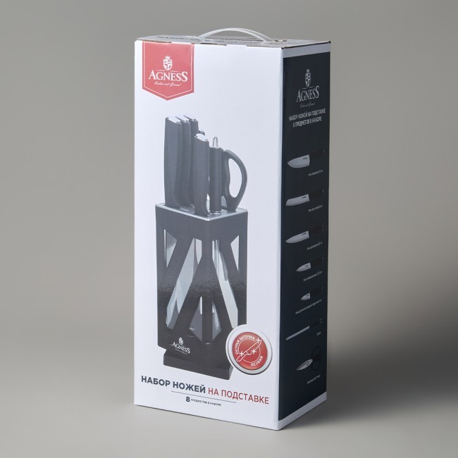 Набор ножей agness нжс на пластиковой вращающейся подставке 8 пр. Agness (911-760) Набор ножей agness нжс на пластиковой вращающейся подставке 8 пр. Agness (911-760)