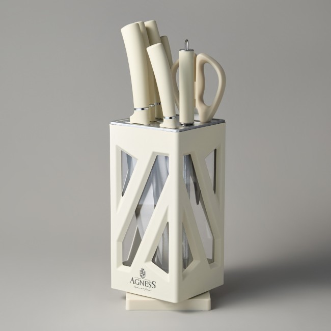 Набор ножей agness нжс на пластиковой вращающейся подставке 8 пр. Agness (911-760) Набор ножей agness нжс на пластиковой вращающейся подставке 8 пр. Agness (911-760)