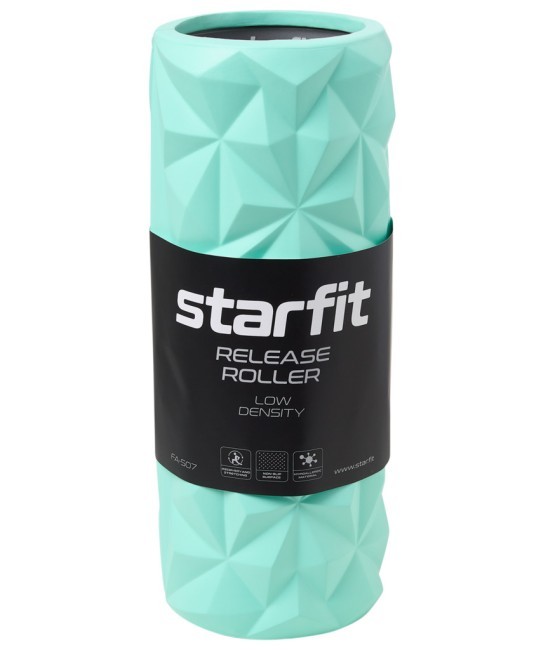 Ролик массажный Starfit FA-507, EVA/PP, средняя жесткость, 32,5x12,5 cм, мятный/серый (2103719)