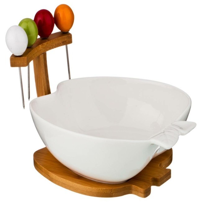 Салатник lefard "native" 16,5*15*12 см на подставке, 4 вилочки Lefard (587-104)