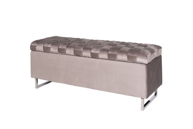 Банкетка велюр серо-беж. 120*40*46см для хранения (TT-00010684)